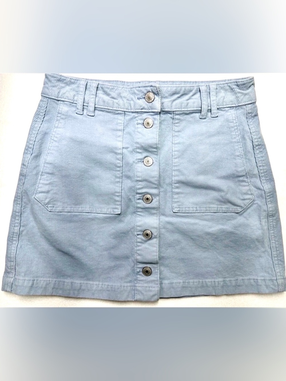 American Eagle Corduroy Button Front Mini Skirt Light Blue Women’s 4